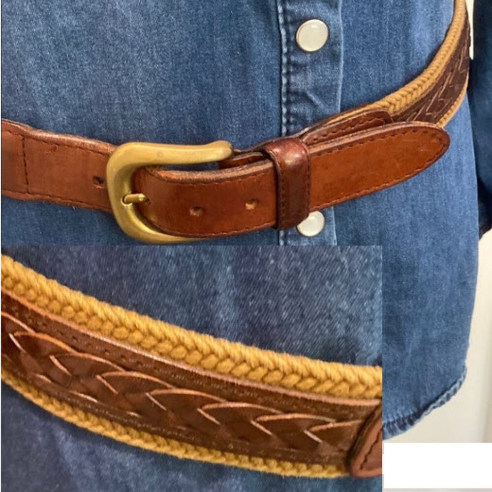 FINALE Brown Braid Leather Belt Made in Italy
